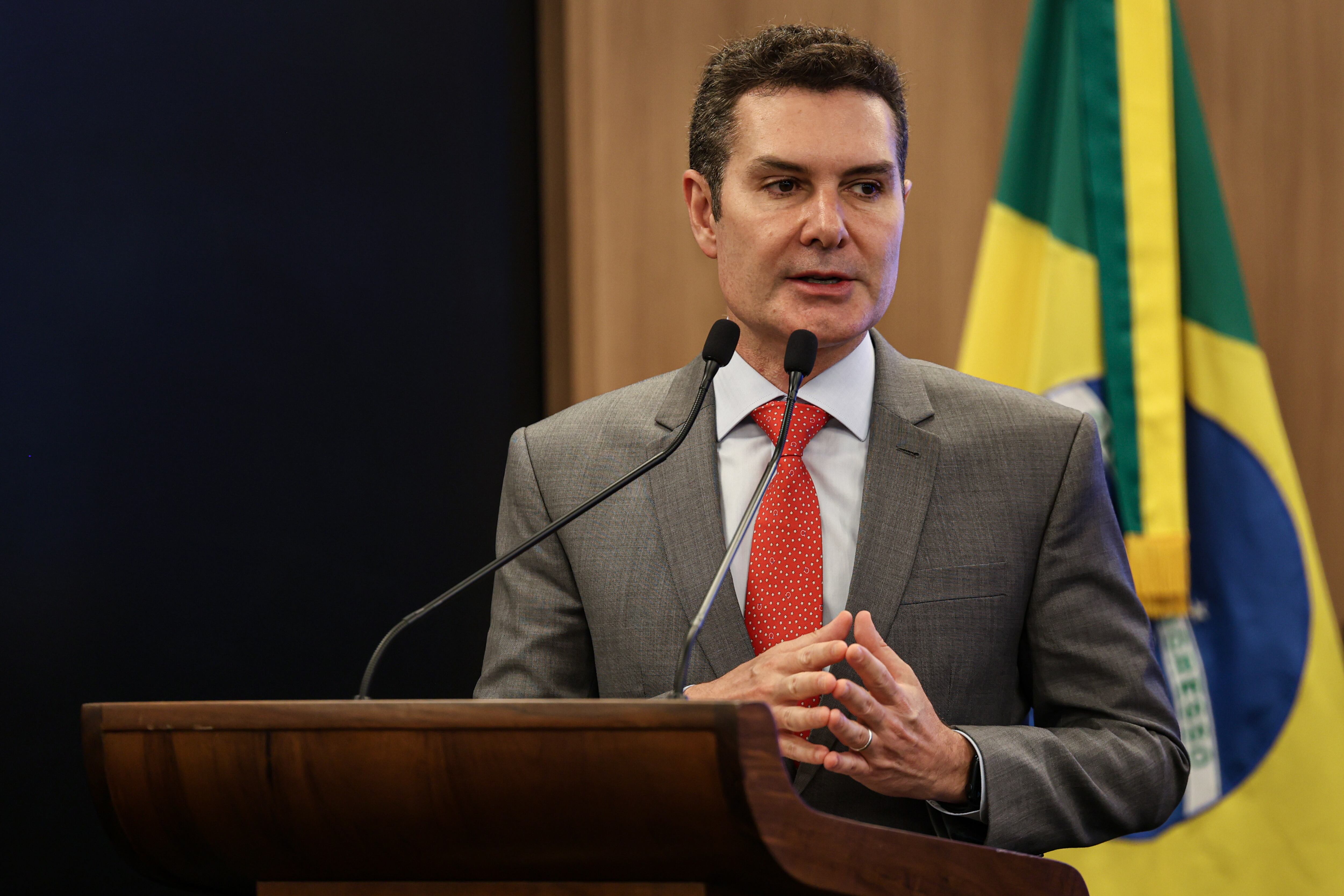 Brasília (DF), 22/10/2025 - O ministro das Cidades, Jader FIlho, durante cerimônia para o anúncio do Programa Município Mais Seguro. Foto: Marcelo Camargo/Agência Brasil