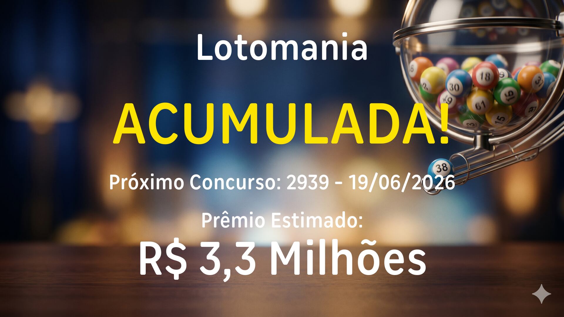 Lotomania: sorteia prêmio acumulado em R$ 3,3 milhões nesta sexta-feira (19)