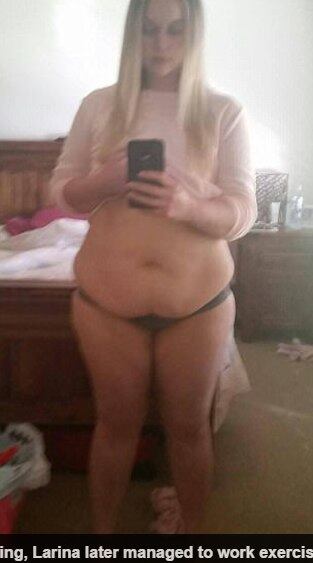 Larina cortou todo o açúcar dos chás e cafés, aumentou
a ingestão de água e teve o cuidado de seguir as receitas e fazer exercícios. Ela começou a se exercitar com caminhadas ao redor da casa