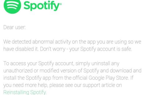 Email enviado solicita desinstalação de apps piratas