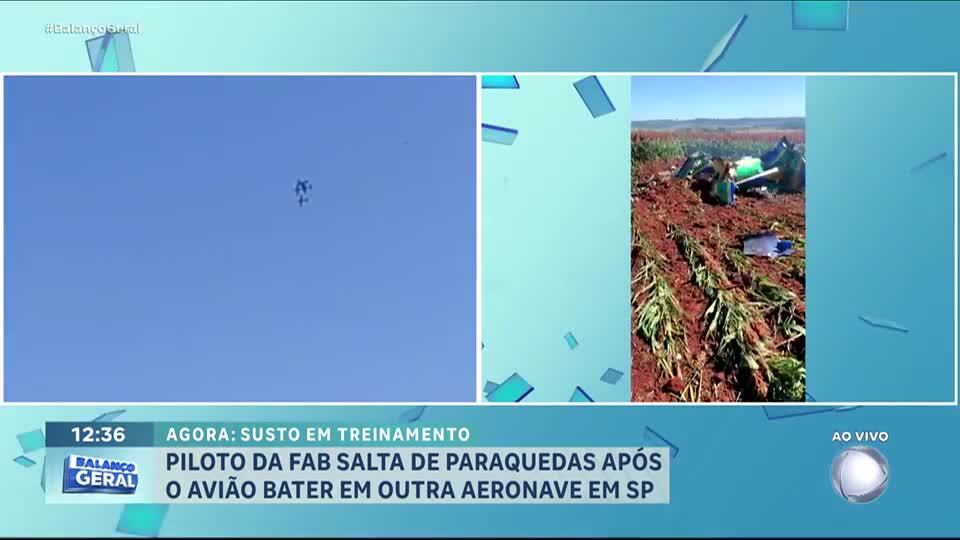 Piloto da FAB se ejeta após colisão entre aviões da Esquadrilha da Fumaça no interior de São Paulo