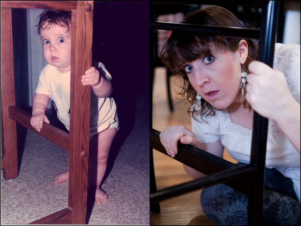 Cadeirinha: não há nada mais natural do que a expressão de uma criança assustada com uma câmera. É difícil imitar