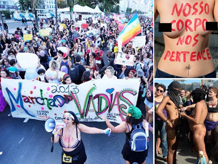 A Marcha das Vadias reuniu centenas de pessoas na praia de
Copacabana, na zona sul do Rio, para debater, entre outros pontos, tópicos que
são um tabu para religiosos, como a legalização do aberto e o uso da camisinha.
O protesto começou às 13h e, por volta das 16h20, transcorria de maneira
pacífica