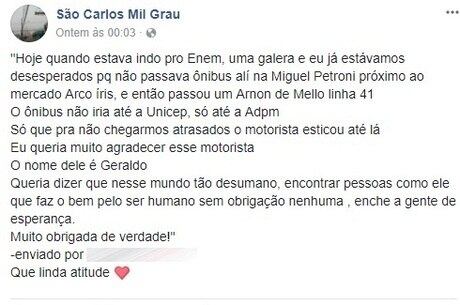 Post foi compartilhado em grupo de moradores