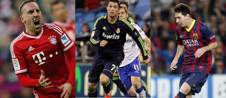 Ribery, Cristiano Ronaldo ou Messi. Um deles ganhará a Bola de Ouro da Fifa