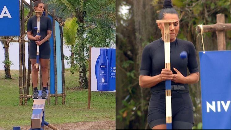 Ste e Jaciara não conseguiram avançar muito na prova, pois era fundamental manter o equilíbrio