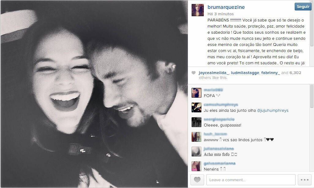 Bruna Marquezine contrariou os boatos de separação com o craque Neymar, e postou uma foto dos dois com uma declaração pra lá de apaixonada pelo atacante no dia do seu aniversário. A gata afirmou que "queria estar pessoalmente" com o jogador "enchendo-o de beijos". Além de Marquezine, outros parceiros do boleiro prestaram homenagens na data especial. Confira!