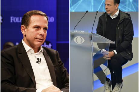 Há um mês, Doria usou terno para sabatina (esq.), mas não repetiu look em debate na TV