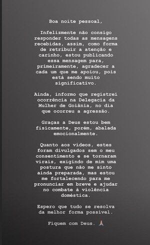 Luciana no Instagram: 'Abalada emocionalmente'