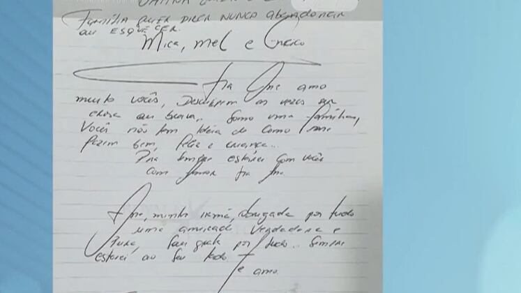 Ana Paula havia escrito uma carta aos familiares dias antes de morrer. No papel, ela dizia o quanto amava a irmã e tudo o que sentia pelos parentes