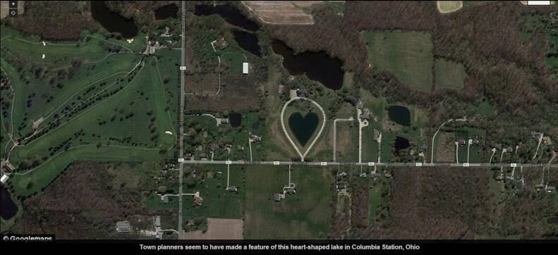 Os urbanistas de Columbia, em Ohio, nos EUA, estavam apaixonados quando fizeram este lago em forma de coração na cidade
