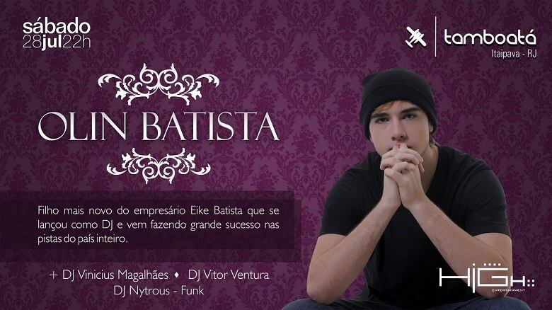 Na foto acima, flyer de festa com participação do jovem Olin Bastista na mesa de som