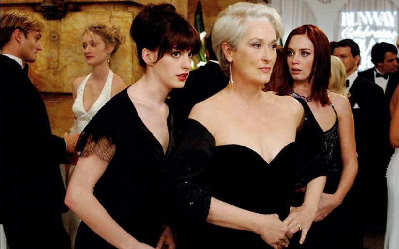 Anne Hathaway e Meryl Streep; as protagonistas do filme lançado em 2006