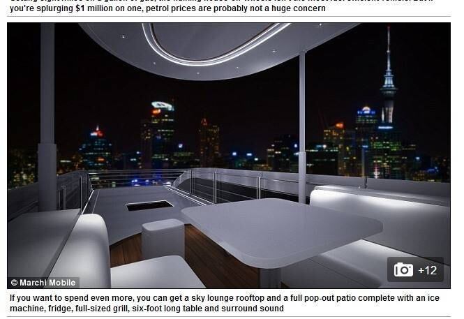 Que tal dar uma festinha na casa motorizada? No sky lounge é possível
instalar máquina de gelo, frigorífico, grelha e mesa de som. Antes de começar, é
bom estacionar ou escolher um motorista que não vai beber álcool na festa
