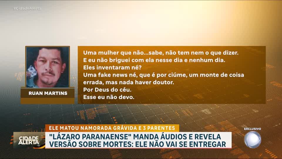 ‘Lázaro paranaense’, acusado de matar jovem grávida, alega que ela tirou a própria vida por ciúme