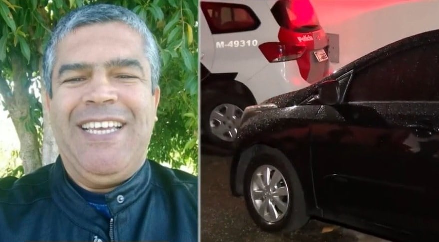 O radialista Chiquinho e o veículo HB20 onde o corpo foi encontrado