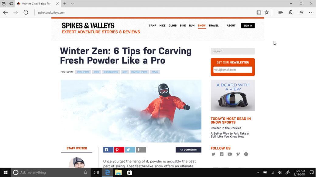 EDGE
Pontos fortes
- Faz anotações em sites com recursos nativos

Pontos fracos
- É um dos navegadores mais lentos 
- Não tem opções de sincronização
- Poucas extensões
