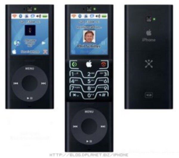 Alguns se inspiraram no Motorola Razr, que era muito popular na época, para imaginar um celular parte iPhone e parte iPod