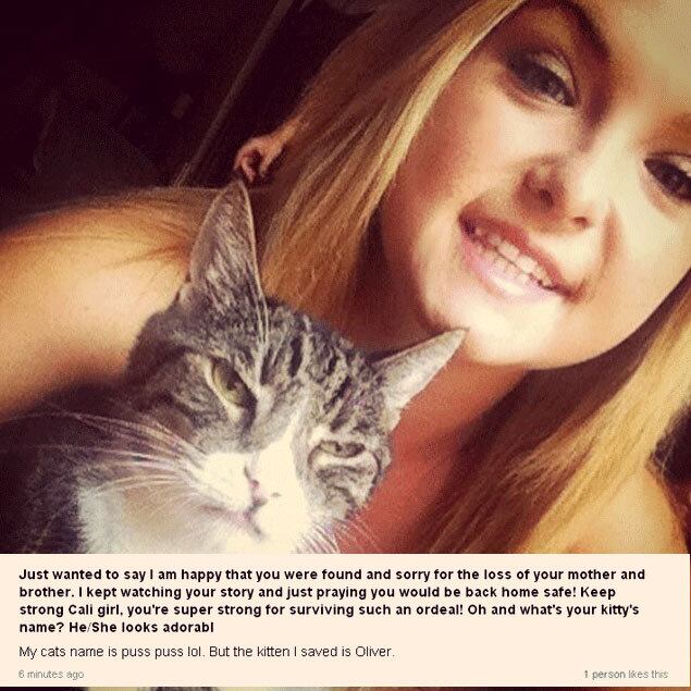 Segundo informações da polícia local, a garota conseguiu salvar um de seus gatos do incêndio