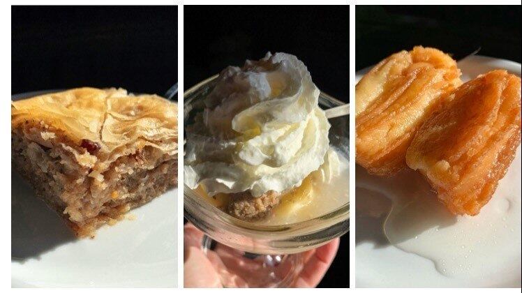 Sérvia

Visitando a confeitaria dos Balcãs, mais
precisamente em Mokra Gora na Sérvia, Ailin resumiu a experiência em três ingredientes: “Muito
mel, frutas secas e amêndoas”.
Por lá, ela experimentou três doces tradicionais: baklava,
almofadinha de massa folhada recheada com pasta de nozes e mel; tulumba, massa
de farinha de trigo fruta e então embebida em xarope de açúcar e o tufahija,
seu preferido, que é feito com maçã levemente cozida, recheada com pasta de nozes e mel,
finalizada com chantilly fresco