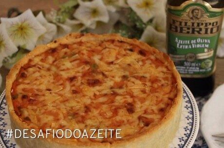 Torta cremosa de camarão com Filippo Berio