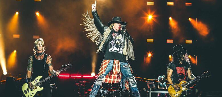 O Guns N' Roses em apresentação no Brasil