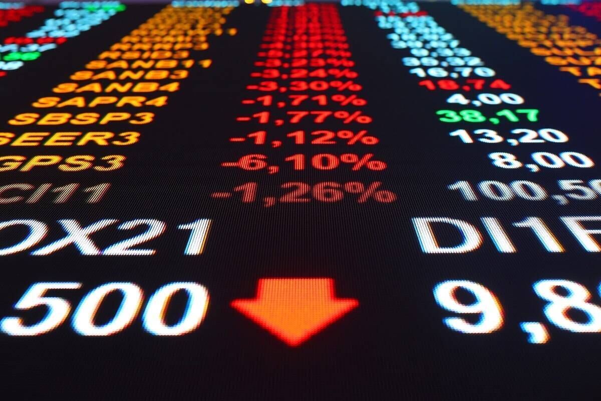 Visão em perspectiva do painel da B3, a Bolsa de Valores de São Paulo