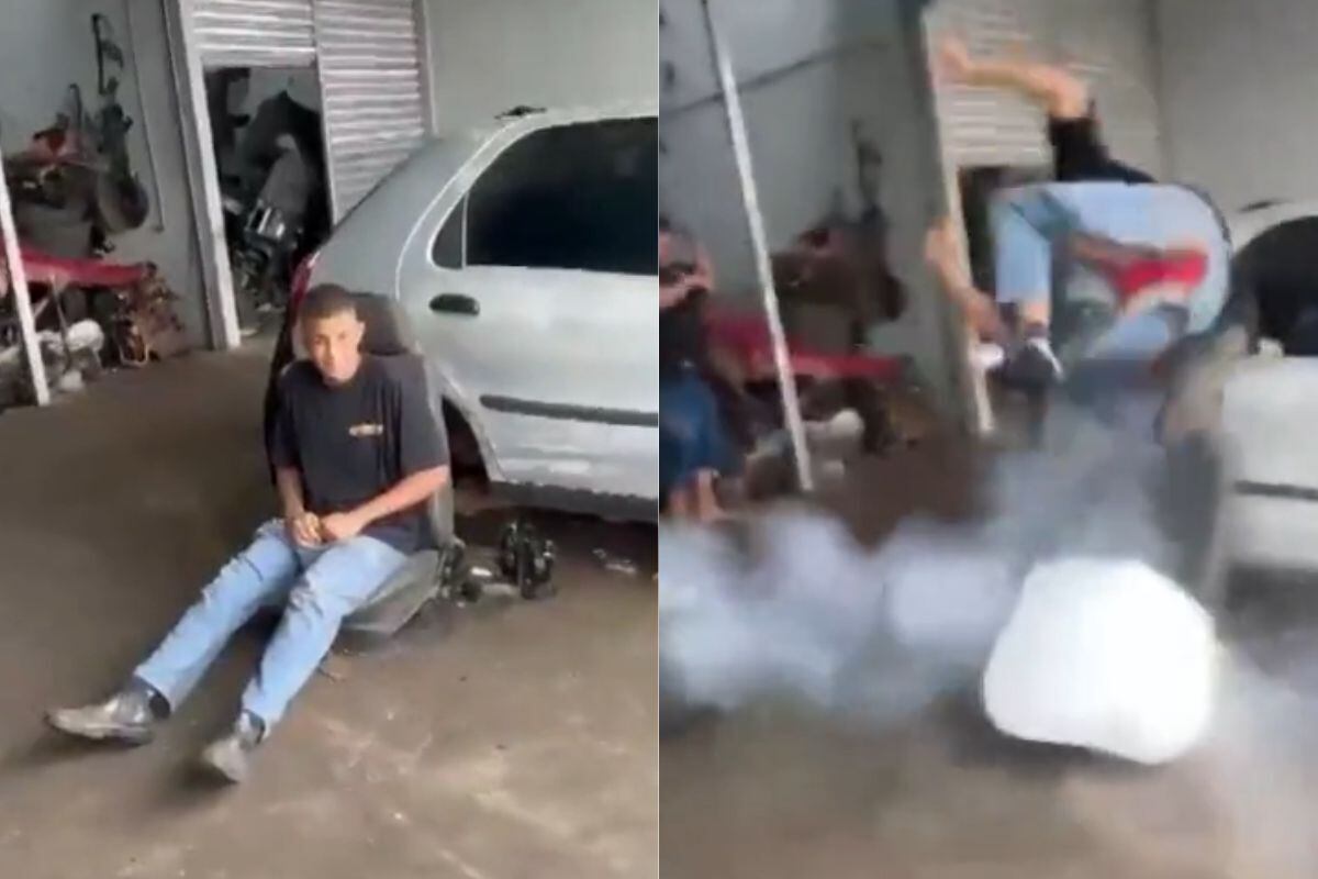 Jovem teve calças rasgadas após explosão de airbag