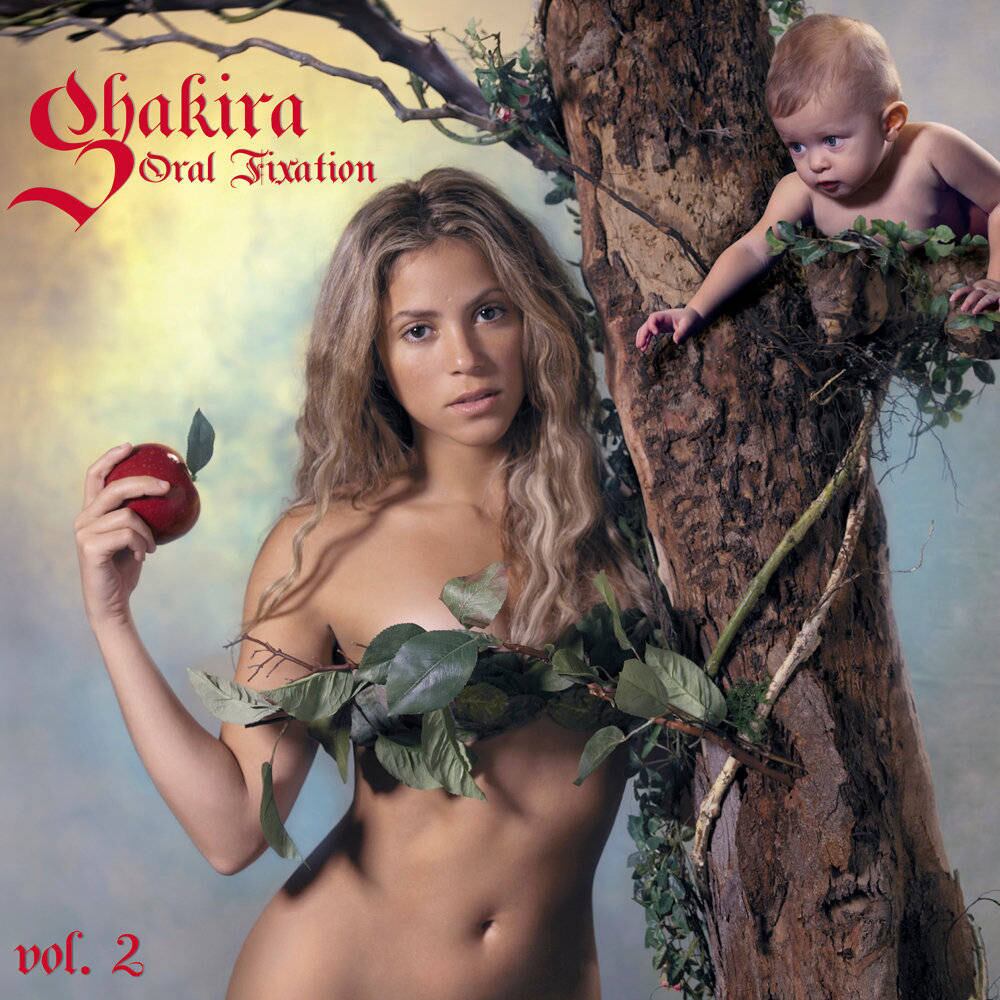 Shakira — Oral Fixation, Vol. 2 (2005)
O CD que traz o mega hit Hips Don't Lie também traz Shakira como uma espécie de Eva, coberta por folhas