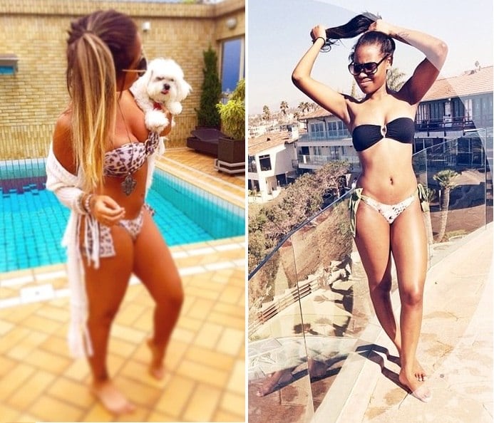 A clássica foto de biquíni espontânea também bomba nas redes das duas famosas. Rafaella ainda colocou um cachorrinho em cena e não precisa ser muito inteligente para saber que essa combinação de animal de estimação + biquíni faz muito sucesso e garante muitas curtidas 