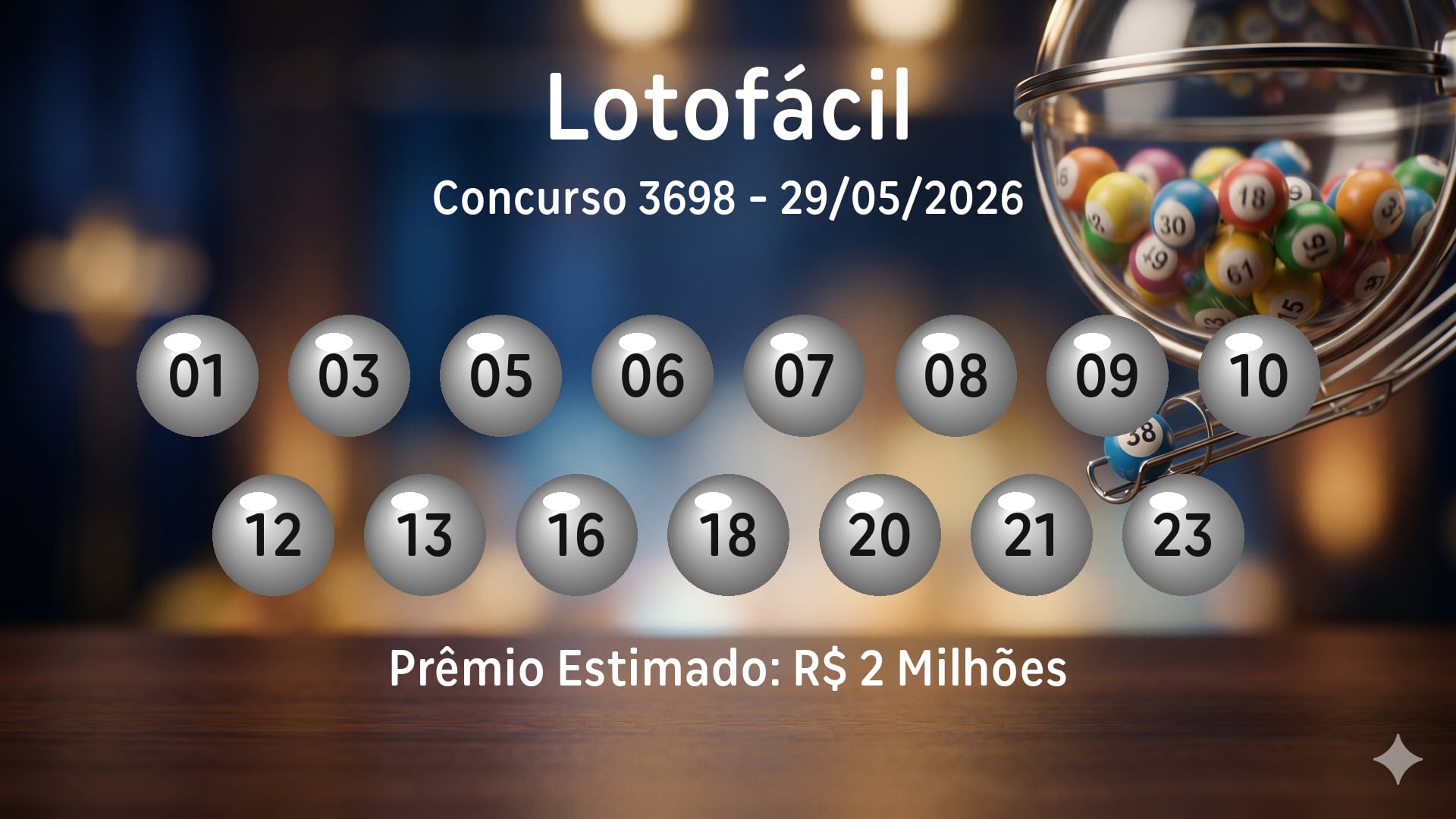 Lotofácil: veja os números sorteados no concurso 3698