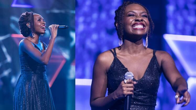 Lariene Prata arrasou em sua apresentação! A competidora usou um vestido de alcinha longo preto com muito brilho. Para complementar, o penteado da participante de um ar de princesa