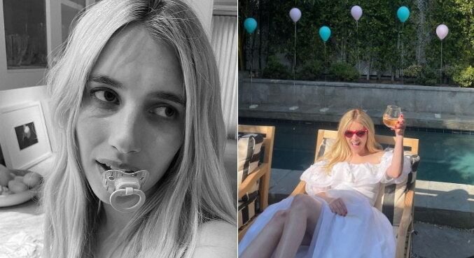 Emma Roberts mostrou dois momentos diferentes de seu aniversário