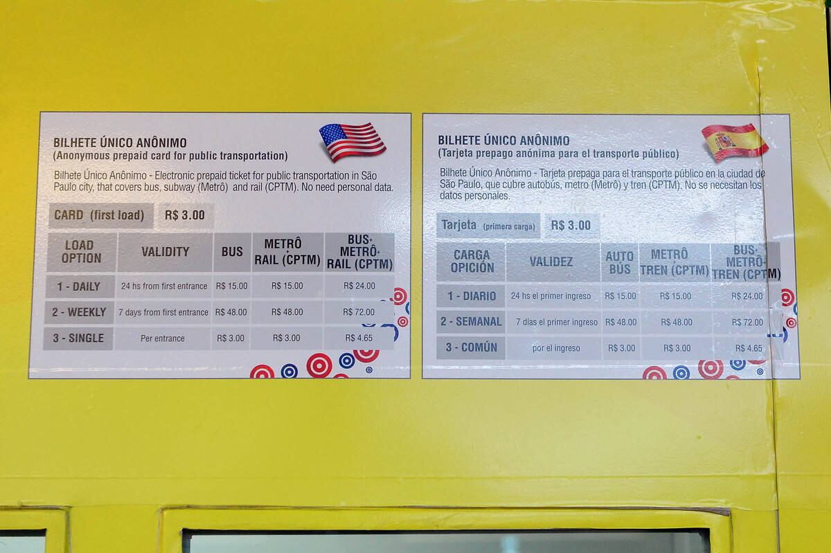 A sinalização do Metrô e da CPTM está em português, inglês e espanhol