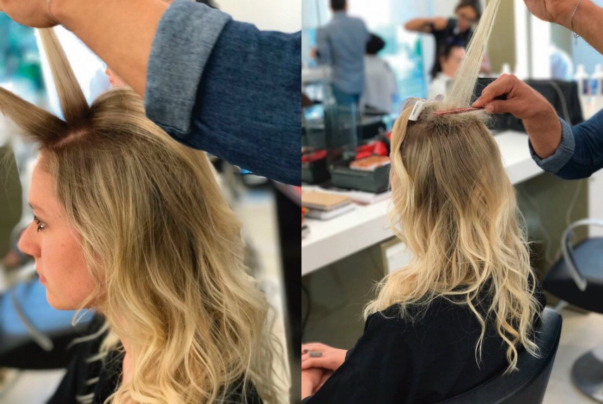 3º passo – O volume no topo da cabeça é o
ponto-chave para dar personalidade ao penteado. Para isto, separe três mechas e
desfie com o pente fino, sempre de cima para baixo
