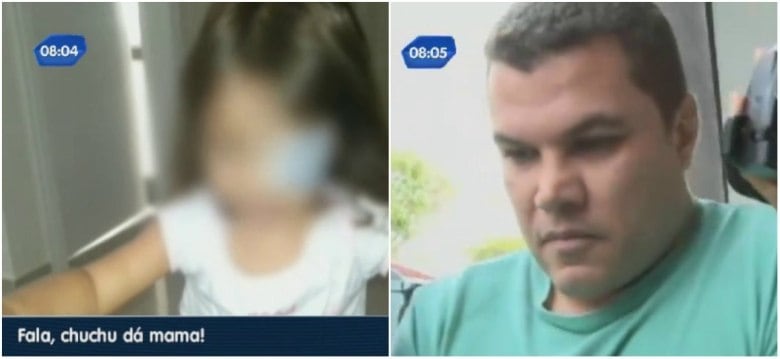 Novo vídeo mostra padrasto se recusando a dar mamadeira à menina. Maurício Scaranello (direita) está preso