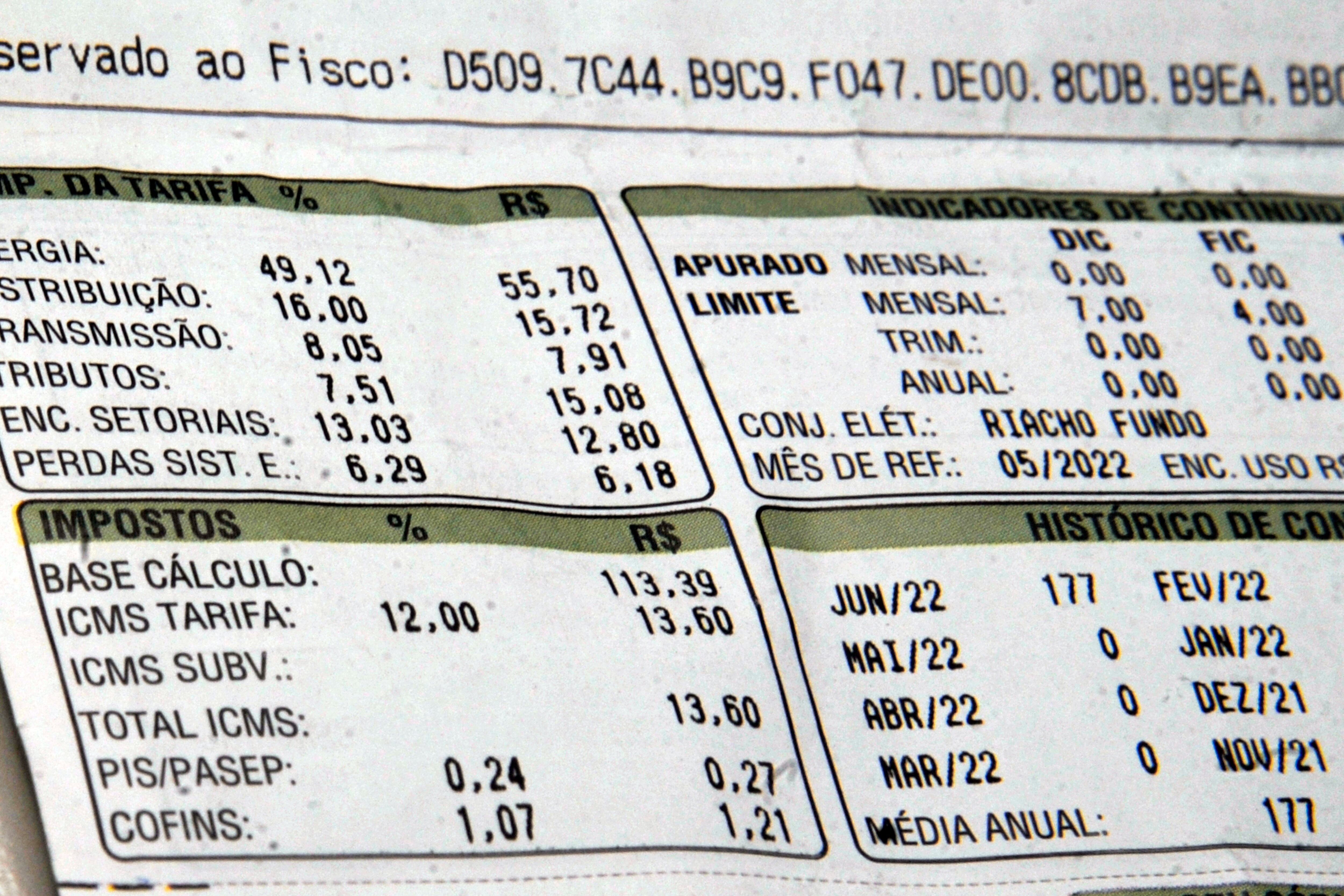 Conta de energia elétrica