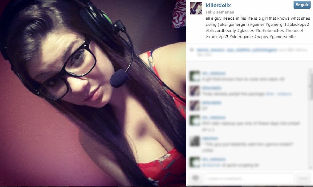 Alguns
perfis não têm nem uma única foto de um game. Mesmo assim, as garotas
aproveitam o tema para “vender seu peixe”