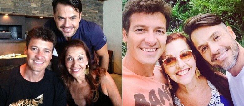 Vera Lúcia posa ao lado dos filhos: Rodrigo e Danilo