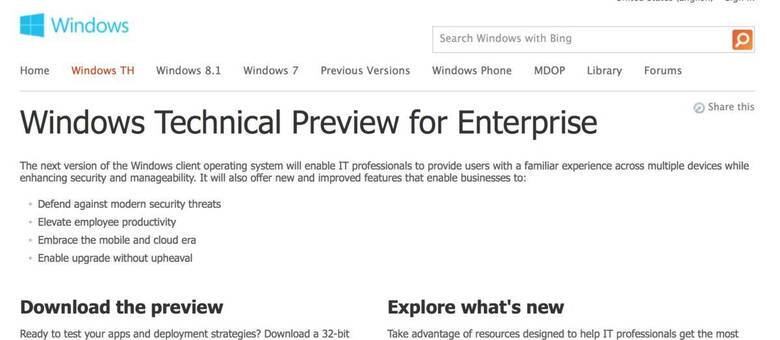 Microsoft pode ter revelado "sem querer" página de novo Windows