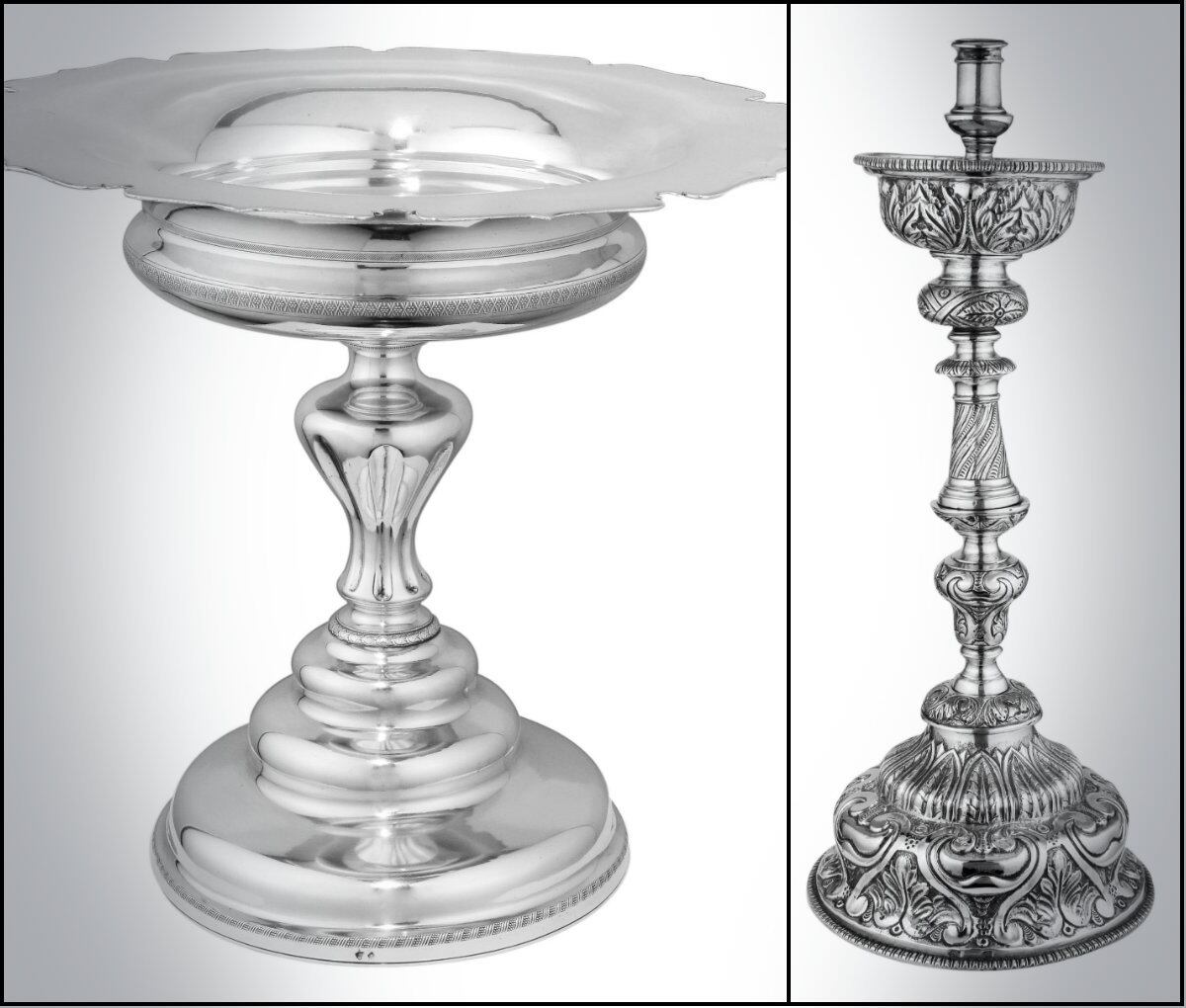 Pratarias são de praxe em leilões de antiguidades, e aqui não seria diferente. Estão entre os itens um centro de mesa feito pelo joalheiro oficial da Casa Imperial do período de Dom Pedro II (valor inicial de R$ 15 mil) e um par de tocheiros do século 18. Chique, não?