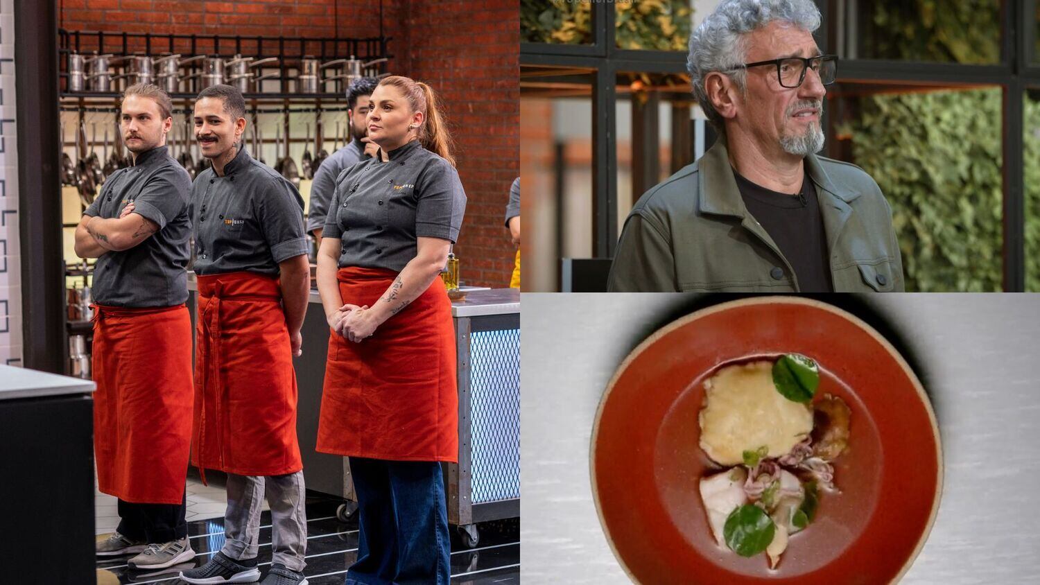 Já a equipe vermelha, teve uma apresentação um pouco desastrosa. Eles prepararam frutos do mar cozidos no vapor de chá de camomila, dill e tomilho-limão, brodo de cogumelos umami e bao de camarões!
Emmanuel fez uma cara de desapontamento ao ver o bao, que é um tipo de pão, se dissolvendo no caldo: "Por que vocês misturaram tudo?", questionou. E Janaina continuou: "O prato está delicioso, o vapor incrível, só que o pão matou o prato de vocês!"
Para fechar a trinca de críticas, Felipe concordou com os amigos: "Que ideia é essa? Quem é que enfia um pão na sopa? Não dá para cometer esse tipo de erro numa competição dessas!"