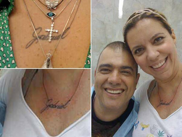 Em 2008, Astrid Fontenelle usou seu blog para publicar sua nova tatuagem! Ela fez o desenho de um colar com o nome de seu filho, Gabriel