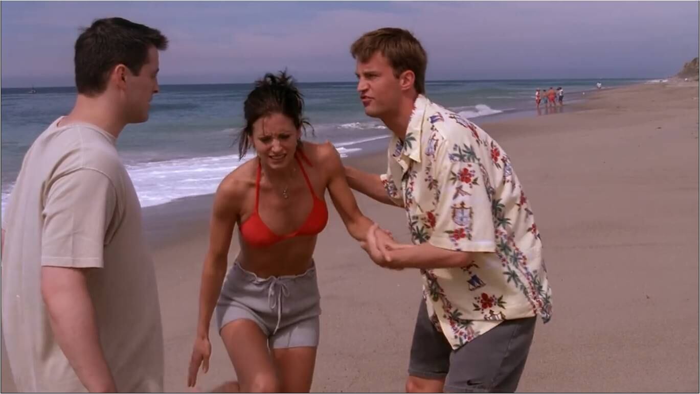 Joey, Chandler e Monica na praia