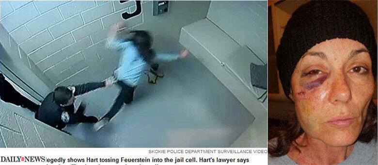 Cassandra Feuerstein foi jogada e bateu o rosto na cama de concreto de uma cela, em Illinois, nos Estados Unidos