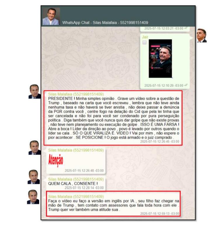 Conversa entre Malafaia e Bolsonaro obtida pela PF