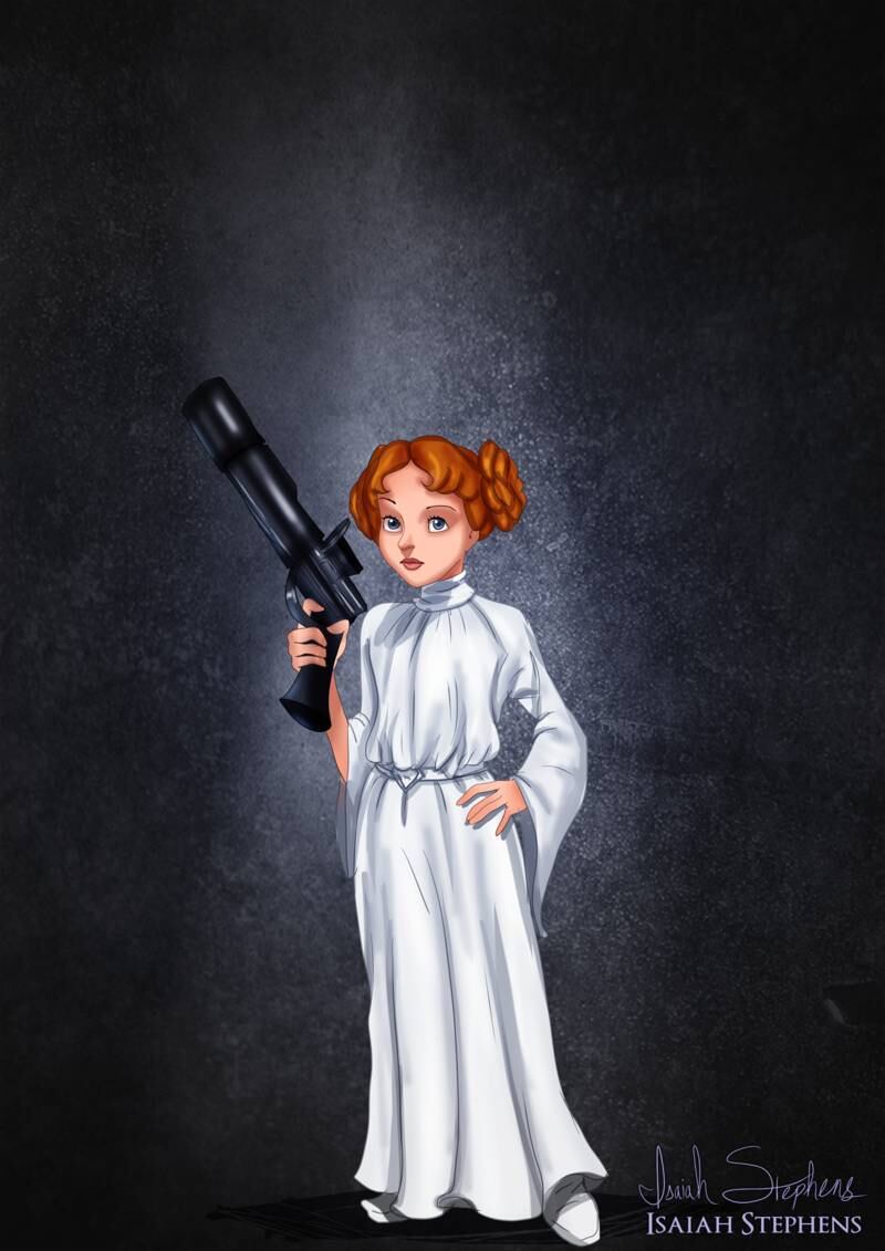 Wendy, de Peter Pan, fantasiada de Princesa Leia, de Star Wars
A gente sabe que a Wendy curte ficar de camisola, então está aí mais uma fantasia baratinha de fazer
