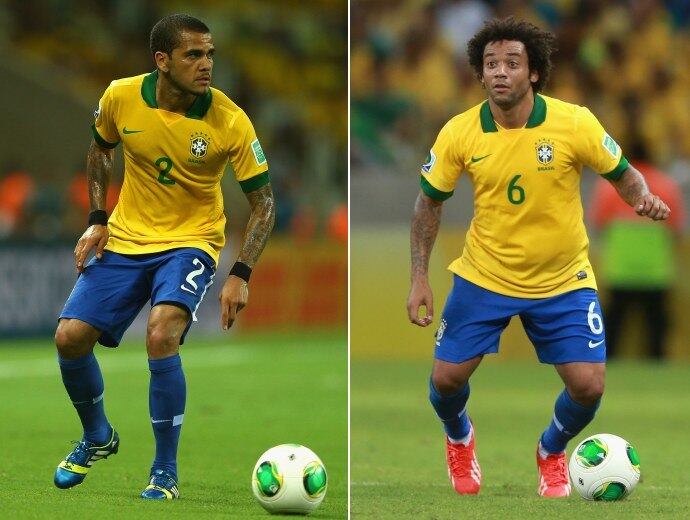 Inimigos íntimos: Daniel Alves e Marcelo atuam no Barcelona e Real Madrid, respectivamente. Ambos jogadores são importantes para suas equipes e conhecem bem o estilo de jogo dos times que são a base da seleção espanhola
