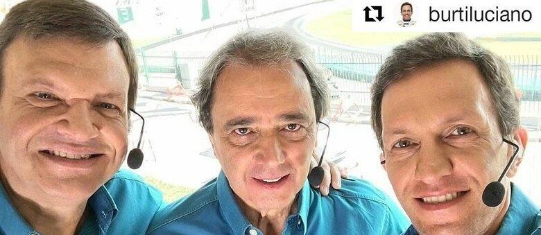 Sérgio Maurício ao lado de Reginaldo Leme e Luciano Burti