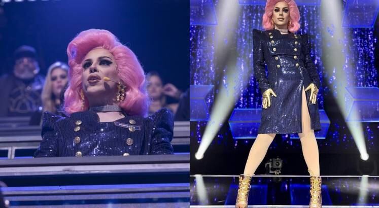 Penelopy trouxe ombreiras e muito brilho para a sua produção. O dourado caiu como uma luva (literalmente) e complementou a base azul